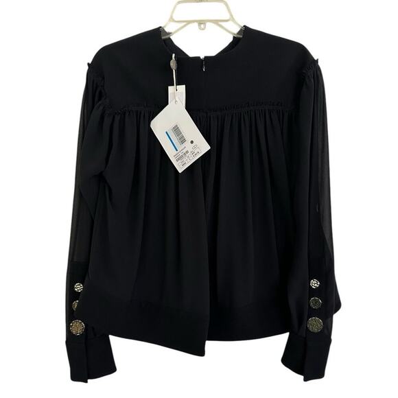 Proenza Scharler Metal Chiffon Embroidery top Size 4 Black - Picture 2 of 10